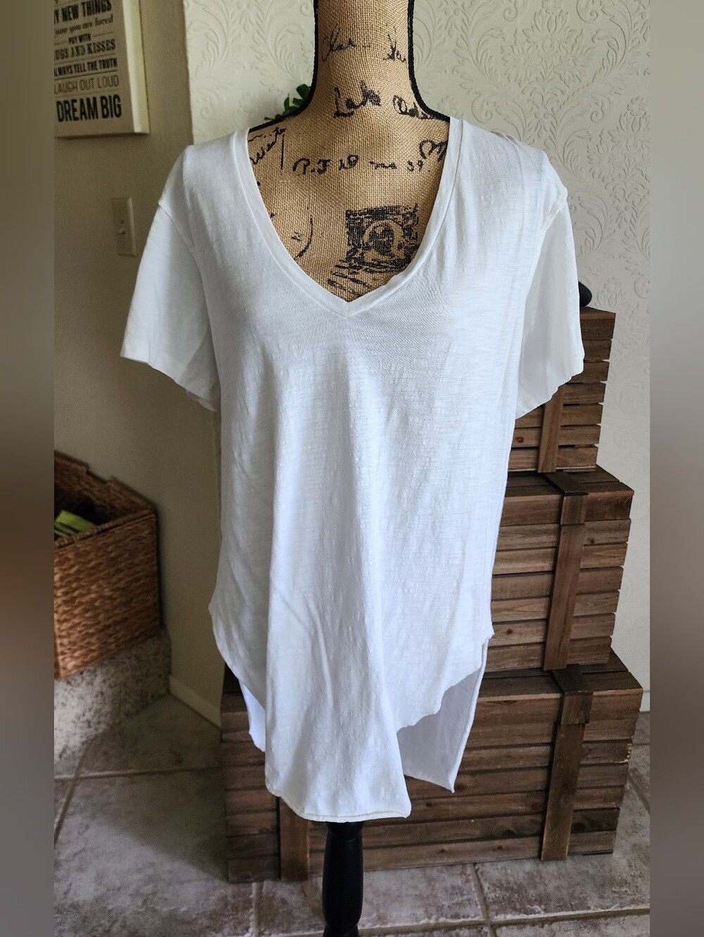 Pebby Forevee Women’s White V-Neck Relaxed Tee